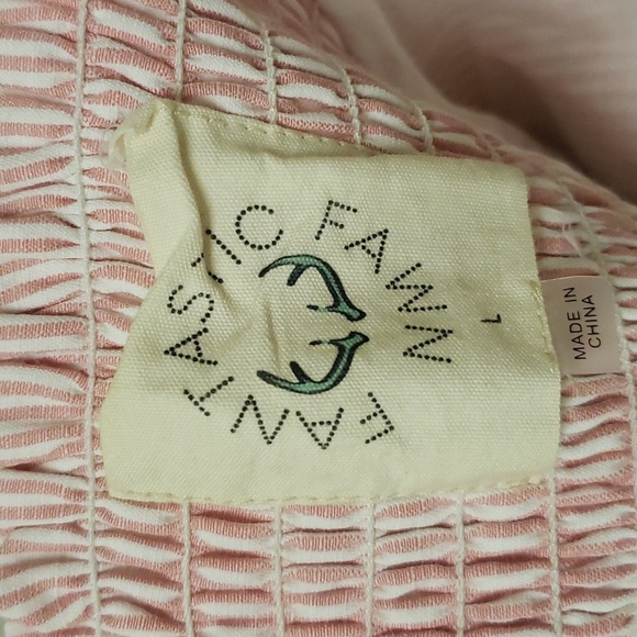 FANTASTIC Fawn L Midi Dress Striped Pink/White Button Up Cotton* - Picture 11 of 15